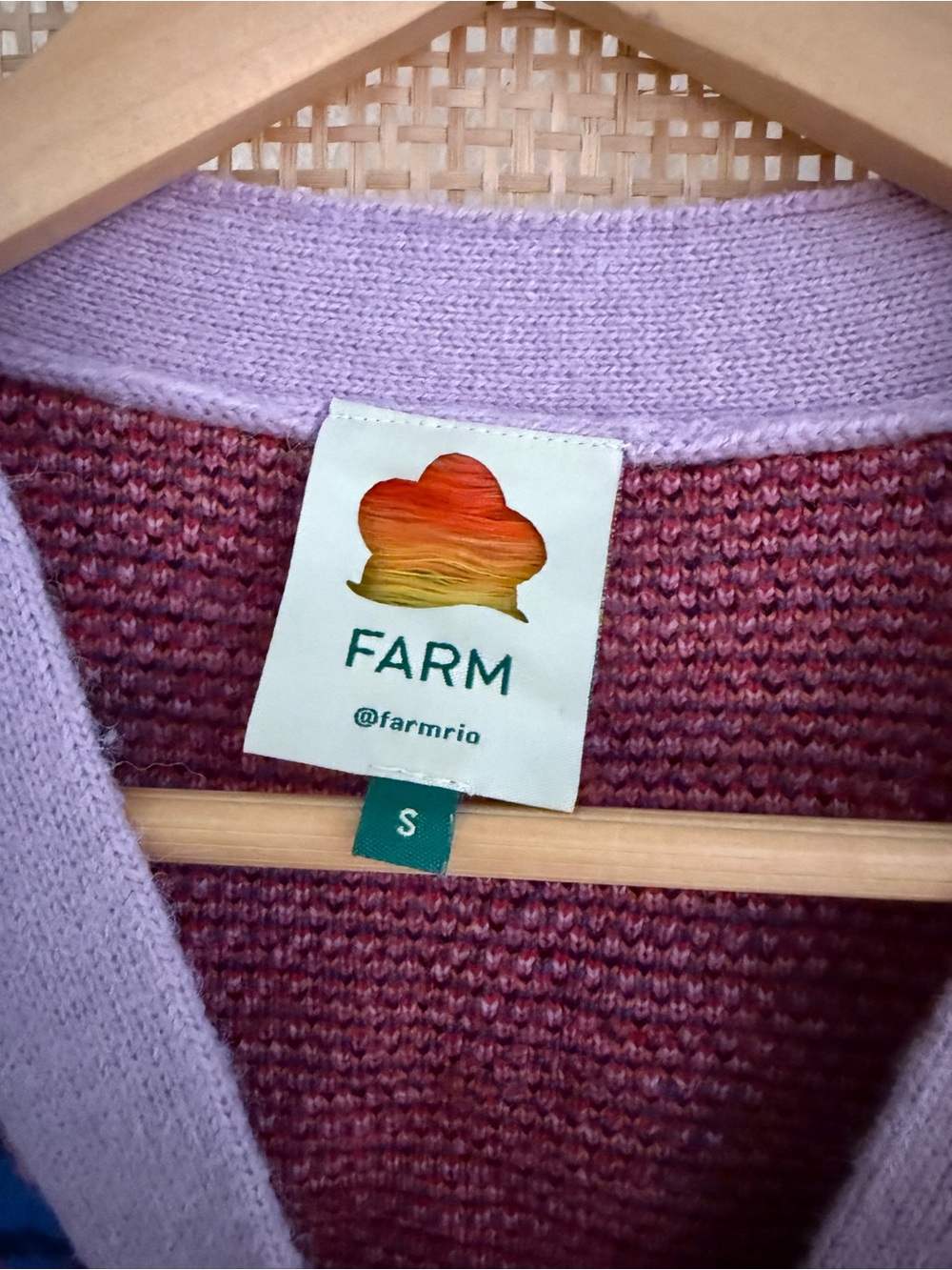 FARM Rio Lavender Purple Banana Button Short Cardigan Small - Picture 2 of 6